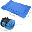 High-quality moisture-proof thick portable camping dog bed suitable for medium / large / small dogs - durable polyester outdoor mat with handle foldable design suitable for travel home and camping trips camping bed.BLUE