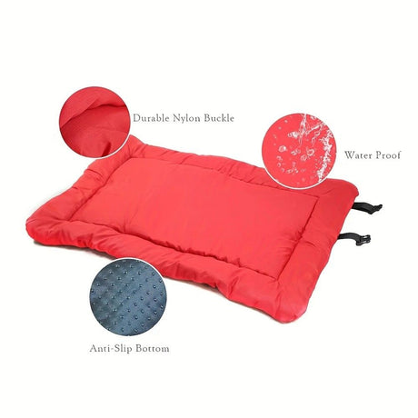 High-quality moisture-proof thick portable camping dog bed suitable for medium / large / small dogs - durable polyester outdoor mat with handle foldable design suitable for travel home and camping trips camping bed.GREY