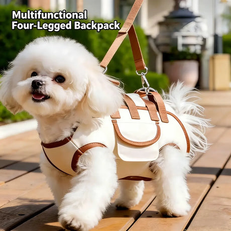 Oxford Fabric Pet Three-in-One Travel System: Horizontal Back Design Protects Spine, Four-Leg Separation, Three Uses in One: Kennel, Backpack, and Leash/Size S [recommended weight 4-8 kg]
