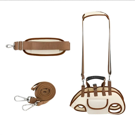 Oxford Fabric Pet Three-in-One Travel System: Horizontal Back Design Protects Spine, Four-Leg Separation, Three Uses in One: Kennel, Backpack, and Leash/L size [recommended weight 14-18kg]