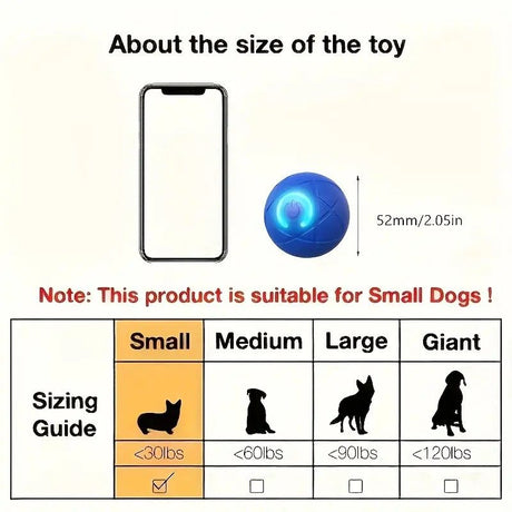 Smart Interactive Rolling Pet Ball – Automatic Self-Moving Cat & Small Dog Toy, Bite-Resistant Rechargeable Boredom Buster 52mm(blue)