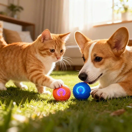 Smart Interactive Rolling Pet Ball – Automatic Self-Moving Cat & Small Dog Toy, Bite-Resistant Rechargeable Boredom Buster 52mm(blue)