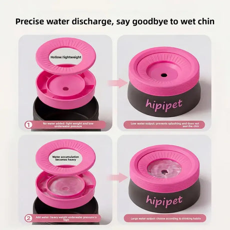 Pet Essential | Splash-Proof Non-Wet Mouth Water Bowl, Dogs and Cats Drink Freely and More Hygienically（Blackberry rose powder 600ML)