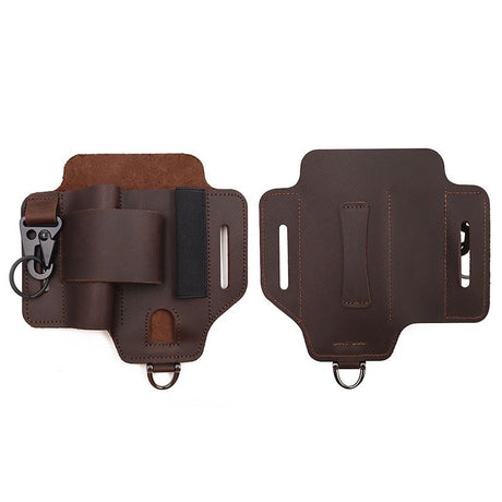 EDC Tactical Tool Holster – Multifunctional Outdoor Survival Utility Waist Pouch.(Leather black without tools)