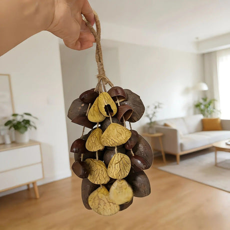 Handmade nutshell wind chime, nutshells rustling in the wind, bringing a touch of mountain forest atmosphere to your home.