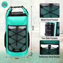 25L Large Capacity Waterproof Backpack Double Layer Rainproof Dry Wet Separation Abrasion Resistant Night Reflective for Outdoor Camping Kayaking Surfing Canyoning Daily Commute（pitch green）