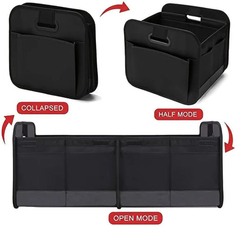 1 Car Trunk Organizer, Automotive Storage, Reinforced Handle, Foldable Multi-Compartment Car Organizer, 600D Oxford Fabric, Suitable for Any Car, SUV, Minivan, Vehicle Storage.BLACK