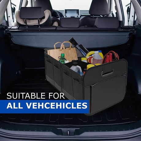 1 Car Trunk Organizer, Automotive Storage, Reinforced Handle, Foldable Multi-Compartment Car Organizer, 600D Oxford Fabric, Suitable for Any Car, SUV, Minivan, Vehicle Storage.GREY