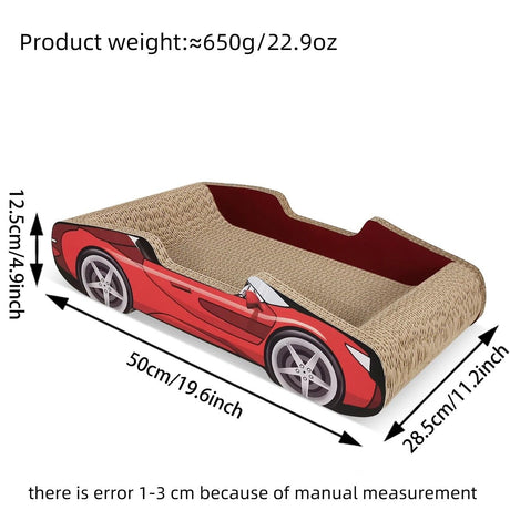 Bestselling Red Racing Car Cat Scratcher Bed | Corrugated Cardboard Durable Cat Bed + Scratcher 2-in-1, Suitable for Cats Under 7kg