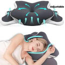 Dark grey  Ergonomic Memory Foam Butterfly Neck Pillow, C-shaped/Dual Height Adjustable, with Transparent Lid Support – for Side Sleeping, Back Sleeping, and Pillow-Assisted Sleep, Ideal for Travel and Bed Use