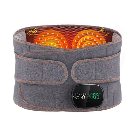 Heated Waist Belt with Vibration Massage – Infrared Heat Therapy, 3 Temp Levels, Rechargeable & Adjustable Strap（BLACK)