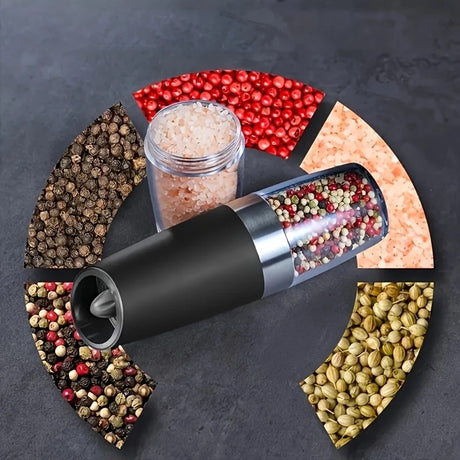 silver Gravity - sensing, grind with tilting —— Intelligent Pepper Grinder, adjust grind fineness freely for seasoning
