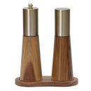 Salt and Pepper Grinder Set with Wooden Base Stainless Steel Manual Salt and Pepper Mills Adjustable Coarseness for Kitchen BBQ Picnic.golden