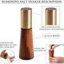 Salt and Pepper Grinder Set with Wooden Base Stainless Steel Manual Salt and Pepper Mills Adjustable Coarseness for Kitchen BBQ Picnic.(silver)