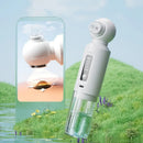 Six-head blackhead cleaner with electric vacuum suction for deep pore cleaning. USB-rechargeable mini bubble facial device features a 3-second long press to activate heating mode, maintaining a constant 46°C temperature.