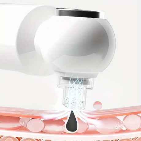 Six-head blackhead cleaner with electric vacuum suction for deep pore cleaning. USB-rechargeable mini bubble facial device features a 3-second long press to activate heating mode, maintaining a constant 46°C temperature.