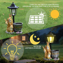 Solar Simulation Rabbit Ornament, charges by day and lights up automatically at night, three rabbits cluster around a street lamp with "WELCOME" bucket, warmly decorates courtyard and balcony, eco-friendly and healing./Rabbit's Kin