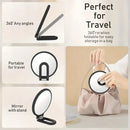 Double-sided Folding Makeup Mirror – 1X/50X Dual Magnification, 360° Rotatable and Foldable for Portability, Three Uses: Handheld, Desktop, Wall-mounted(GREEN)