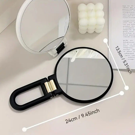 Double-sided Folding Makeup Mirror – 1X/50X Dual Magnification, 360° Rotatable and Foldable for Portability, Three Uses: Handheld, Desktop, Wall-mounted（purple）