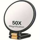 Double-sided Folding Makeup Mirror – 1X/50X Dual Magnification, 360° Rotatable and Foldable for Portability, Three Uses: Handheld, Desktop, Wall-mounted（purple）