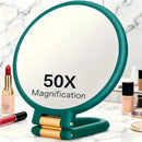 Double-sided Folding Makeup Mirror – 1X/50X Dual Magnification, 360° Rotatable and Foldable for Portability, Three Uses: Handheld, Desktop, Wall-mounted（purple）