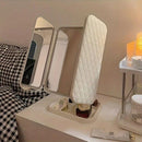 Smart Touch LED Vanity Mirror - 3 Color Dimmable Lights, 270° Adjustable, Rechargeable Desktop Makeup Mirror(pink)