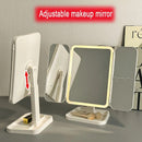Smart Touch LED Vanity Mirror - 3 Color Dimmable Lights, 270° Adjustable, Rechargeable Desktop Makeup Mirror(white)