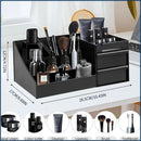 Black Mens Wash Bag & Vanity Organiser | 2 Drawer Acrylic Bathroom Storage for Grooming & Skincare