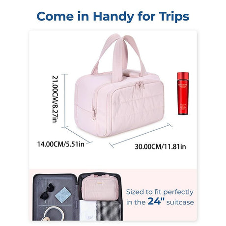 Travel Toiletry & Makeup Bag – Large Capacity Organiser Wash Bag with Compartments(BLUE)
