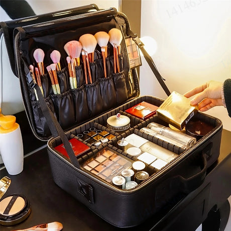 Professional Makeup Case: Flexible Zoning, Triple-tier Capacity, Your Hassle-free Travel Storage Partner.