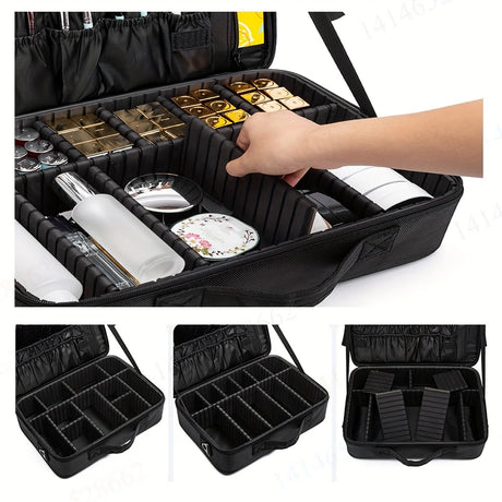 Professional Makeup Case: Flexible Zoning, Triple-tier Capacity, Your Hassle-free Travel Storage Partner.