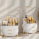 Transparent Flip-top Cosmetic Storage Box: Dustproof, Waterproof, Multi-layer Drawer Organizer, Portable Storage Essential for Desktop and Bathroom.white