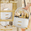 Transparent Flip-top Cosmetic Storage Box: Dustproof, Waterproof, Multi-layer Drawer Organizer, Portable Storage Essential for Desktop and Bathroom.white