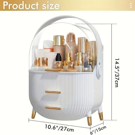 Transparent Flip-top Cosmetic Storage Box: Dustproof, Waterproof, Multi-layer Drawer Organizer, Portable Storage Essential for Desktop and Bathroom.pale green