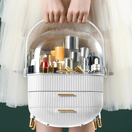 Transparent Flip-top Cosmetic Storage Box: Dustproof, Waterproof, Multi-layer Drawer Organizer, Portable Storage Essential for Desktop and Bathroom.pale green
