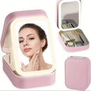 Portable 3-Light LED Makeup Mirror with Organizer – Travel Vanity Case, Rechargeable Touch Control Makeup Box for Home & Travel(green)