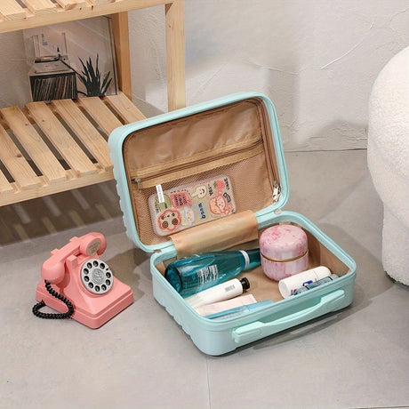 14 Inch Mini Makeup Case, Lightweight Cosmetic Travel Bag with Shoulder Strap & Zipper Closure(pink)