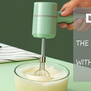White  Wireless charging handheld mixer, 30W with three-speed settings. Dual whisk heads designed for whipping eggs, cream, and batter. Suitable for both kitchen and outdoor use, also an ideal gift.