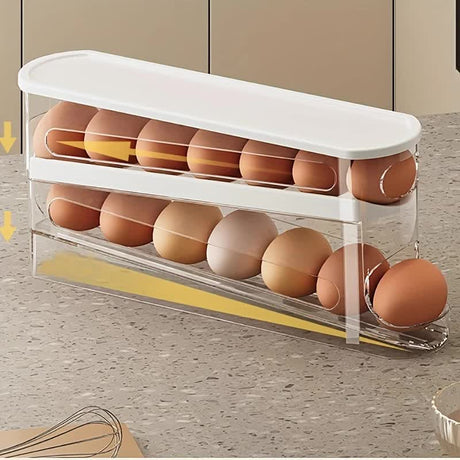 2pcs Automatic Replenishing Egg Box: Refrigerator Storage Essential, Space - saving and Easy to Access