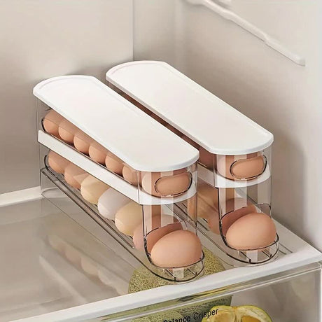2pcs Automatic Replenishing Egg Box: Refrigerator Storage Essential, Space - saving and Easy to Access