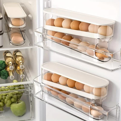 2pcs Automatic Replenishing Egg Box: Refrigerator Storage Essential, Space - saving and Easy to Access
