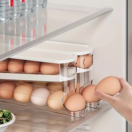 2pcs Automatic Replenishing Egg Box: Refrigerator Storage Essential, Space - saving and Easy to Access
