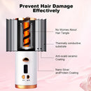 WHITE.Automatic Hair Curling Wand, Tangle-Free Design, Portable USB Charging Rotating Curling Iron with Ceramic Barrel, Suitable for Long Hair, Fast, Ideal for Hairstyling.