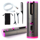 WHITE.Automatic Hair Curling Wand, Tangle-Free Design, Portable USB Charging Rotating Curling Iron with Ceramic Barrel, Suitable for Long Hair, Fast, Ideal for Hairstyling.