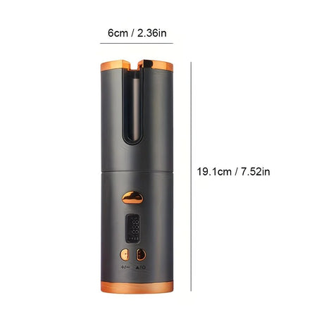 Gray gold Automatic Hair Curling Wand, Tangle-Free Design, Portable USB Charging Rotating Curling Iron with Ceramic Barrel, Suitable for Long Hair, Fast, Ideal for Hairstyling