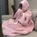 Ultra-Soft Fleece Wearable Blanket Hoodie, Unisex Hooded Large-Pocket Lazy Warm Home Wear(pink)