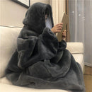 Ultra-Soft Fleece Wearable Blanket Hoodie, Unisex Hooded Large-Pocket Lazy Warm Home Wear(RED)