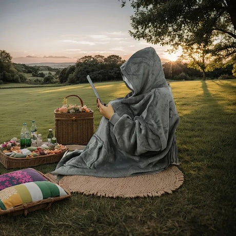 Ultra-Soft Fleece Wearable Blanket Hoodie, Unisex Hooded Large-Pocket Lazy Warm Home Wear(grey)