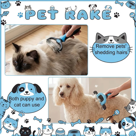 4-Piece Pet Dematting Comb Set – Deshedding & Flea Comb for Cats & Dogs, Fine Tooth & Double-Sided Grooming Tools, Long & Short Hair