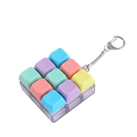 Creative Fingertip Stress Reliever: Keyboard Click Sound Keychain, Colorful Fidget Ring Relaxation Companion（9 key）